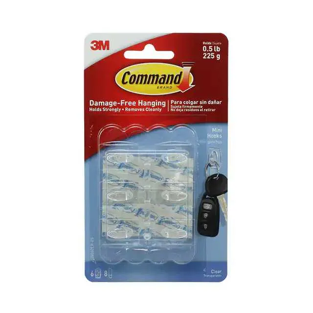 17006CLR-ES (MINI CLEAR HOOKS CLEAR STRIPS)