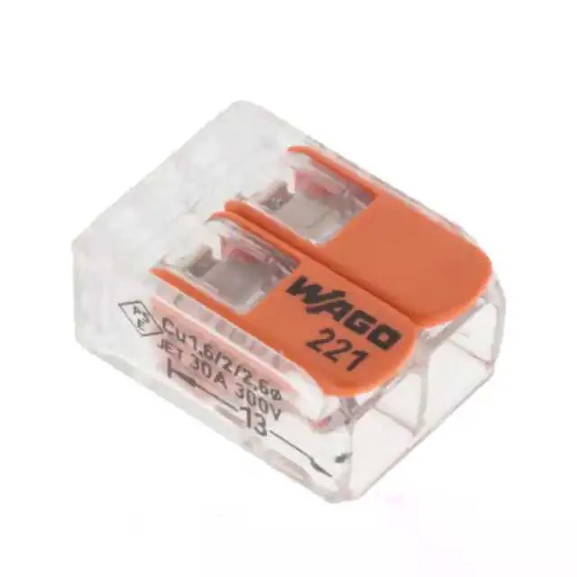 221-612/K194-4045 (221 Series 2 Conductor 10 AWG Transparent Body Connector with LeversСрок поставки 2-3 недели)