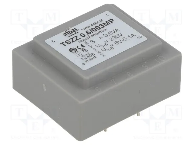 TSZZ0.6/003MP (Transformer: encapsulated; 0.6VA; 230VAC; 6V; 0.1A; Mounting: PCBСрок поставки 2-3 недели)