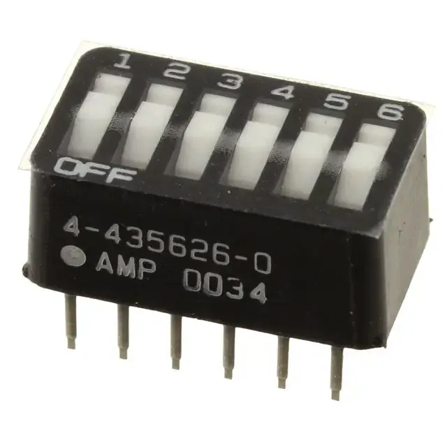 9-435626-0 (Switch DIP OFF ON SPST 6 Recessed Rocker PC Pins 2.54mm Thru-Hole Tube - Rail/Tube (Alt: 9-435626-0)Срок поставки 2-3 недели)