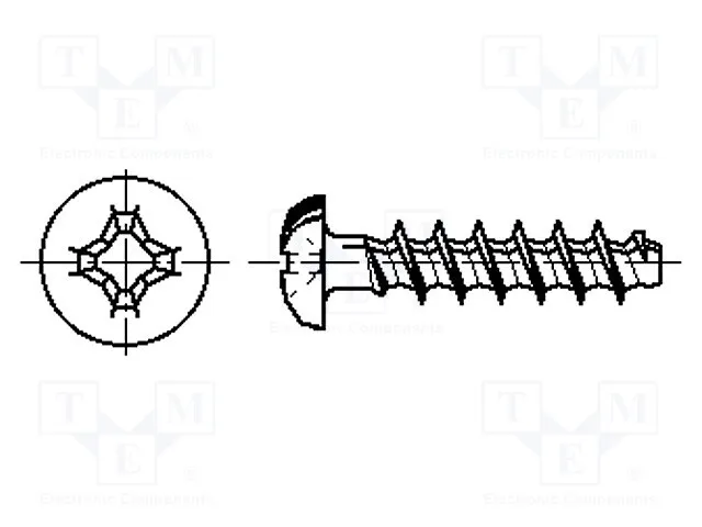 2000199 (Screw; for plastic; 2,5x14; Head: button; Phillips; steel; zinc)