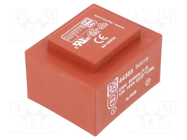 44303 (Transformer: encapsulated; 16VA; 230VAC; 12V; 1333mA; Mounting: PCBСрок поставки 2-3 недели)