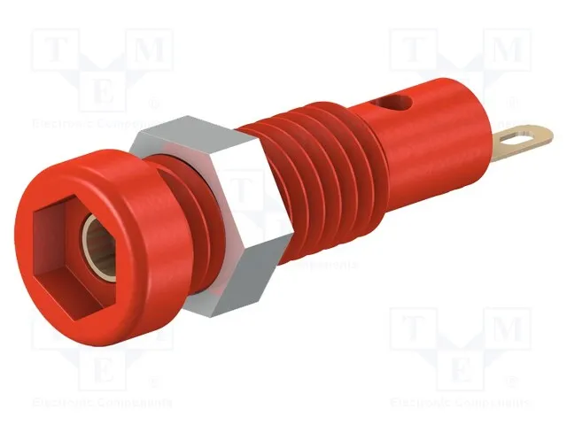 23.0050-22 (Socket; 2mm banana; 10A; 23.3mm; red; Mounting: soldered,on panelСрок поставки 2-3 недели)