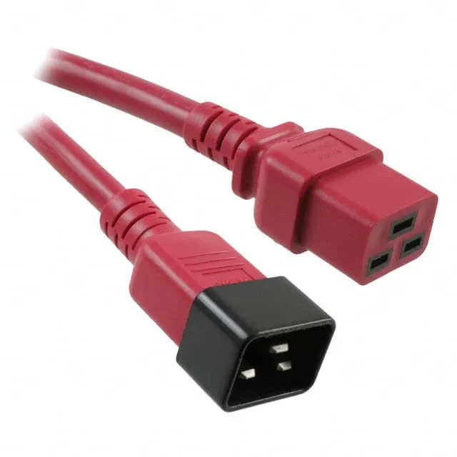 800-12-32D-RE-0003F (PWR CORD 20A 250V 12AWG RED 3')