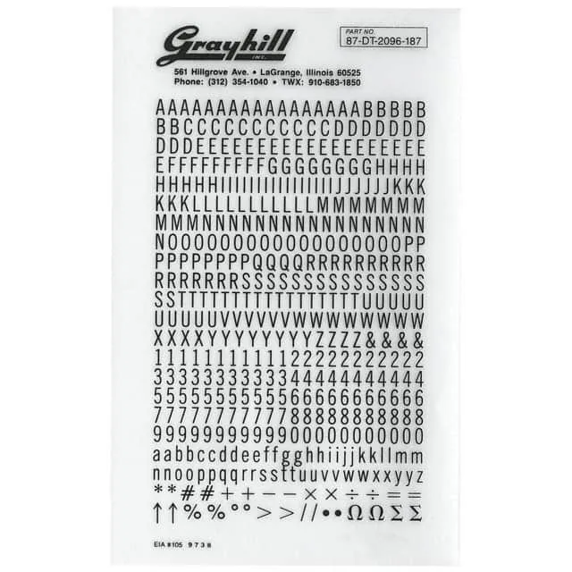 87-DT-2096-187 (LEGEND SHEET LARGE DRY TRANSFER)