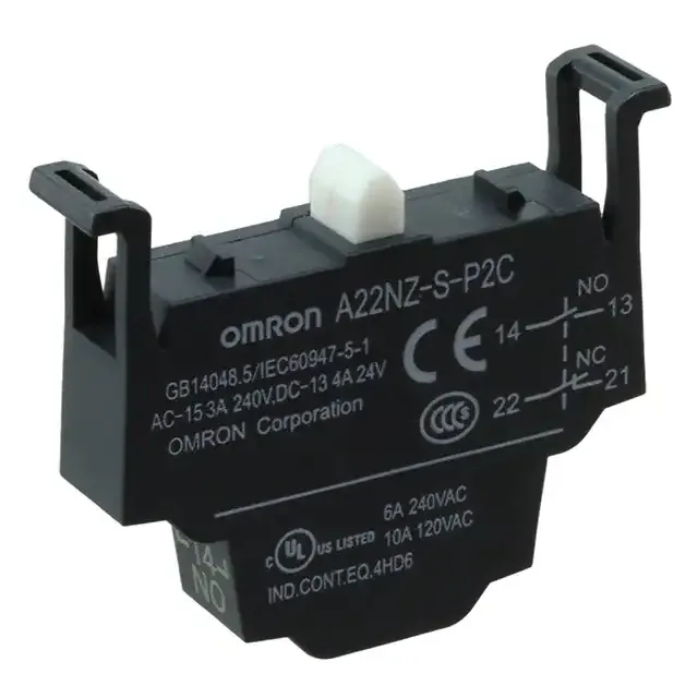 A22NZ-S-P2C (BLOCK CONTACT DPST-NC/NO PUSHIN)