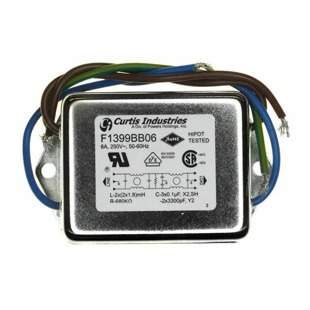 F1399BB06 (LINE FILTER 250VAC 6A CHASS MNT)
