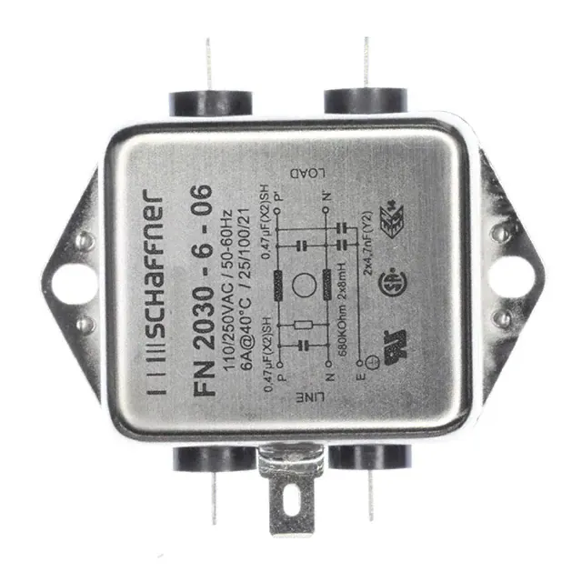 FN2030-6-06 (LINE FILTER 250VAC 6A CHASS MNT)