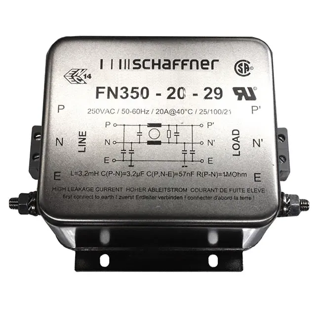 FN350-20-29 (LINE FILTER 250VAC 20A CHASS MNT)