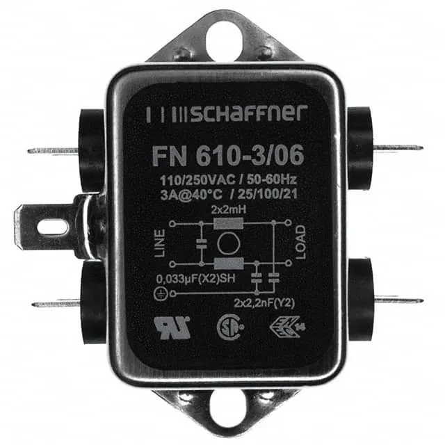 FN610-3-06 (LINE FILTER 250VAC 3A CHASS MNT)