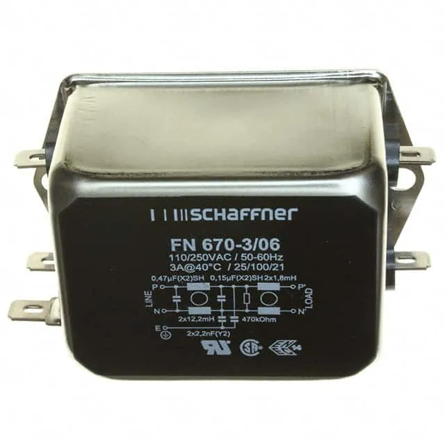 FN670-3-06 (LINE FILTER 250VAC 3A CHASS MNT)