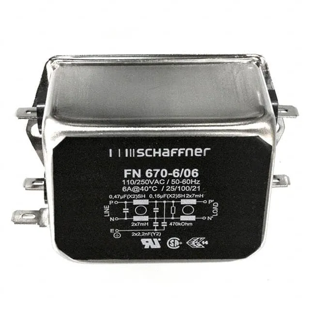 FN670-6-06 (LINE FILTER 250VAC 6A CHASS MNT)