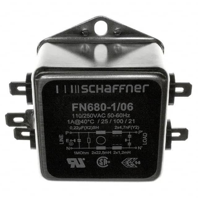 FN680-1-06 (LINE FILTER 250VAC 1A CHASS MNT)