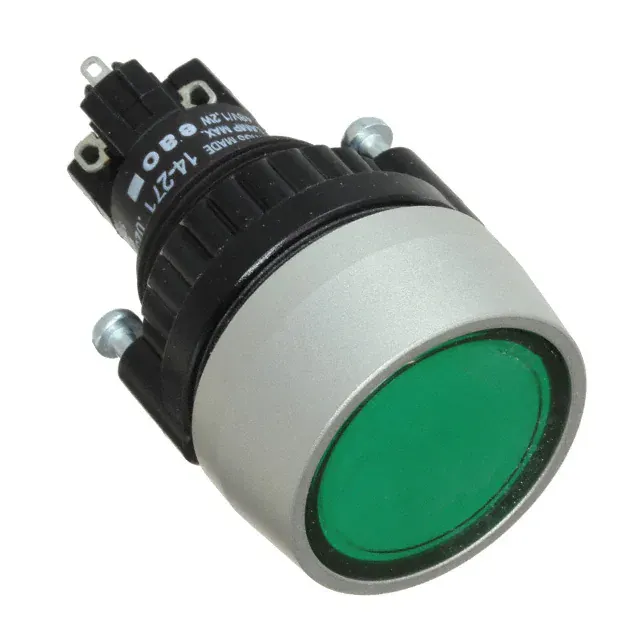 K14-271.122081 (Switch, P/B, SP, 1NC-1NO, ON-OFF, Rnd, MAINT, Flat, Illum, 24VAC, Grn, IP67, 5A, 250VAC, SldrСрок поставки 2-3 недели)