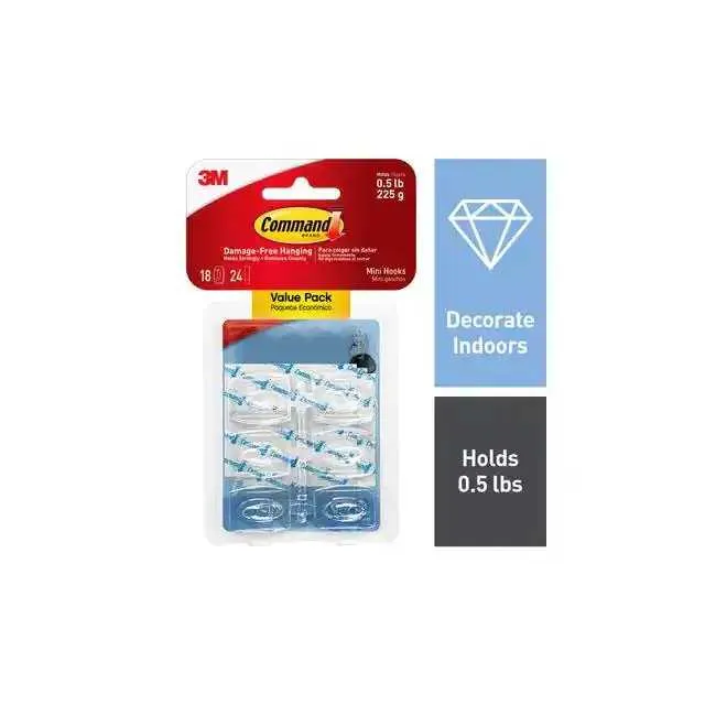 17006CLR-18ES (COMMAND MINI CLEAR HOOKS WIT)