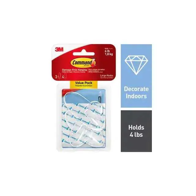 17093CLR-3AES (COMMAND LARGE CLEAR HOOK WIT)