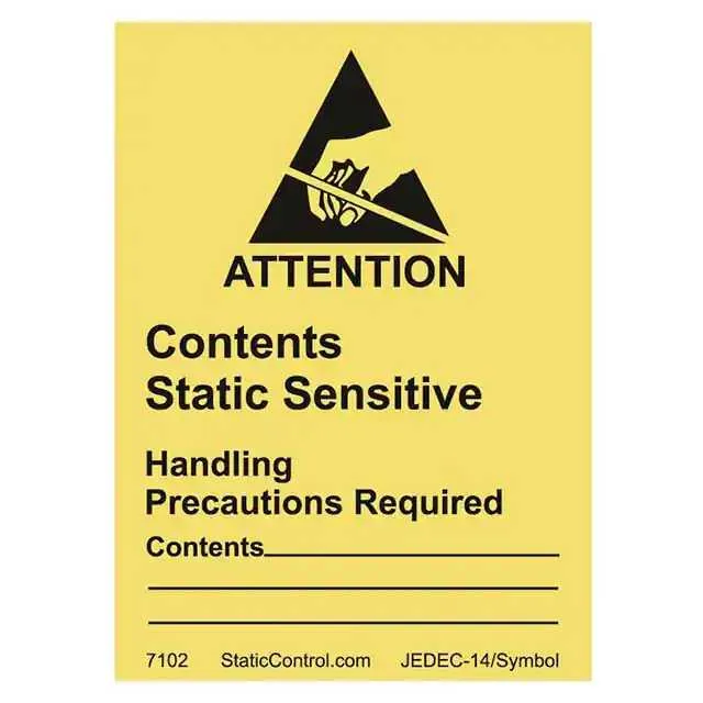 7102 (SIGN ESD/STATIC 2.5X1.88" 500PC")