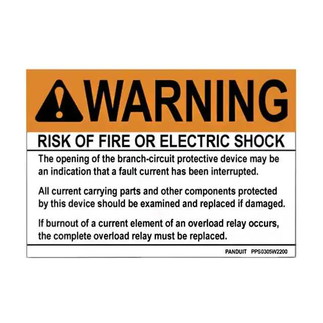 PPS0305W2200 (SIGN ELECTRL WARN 5X3.5" BLK/OR")