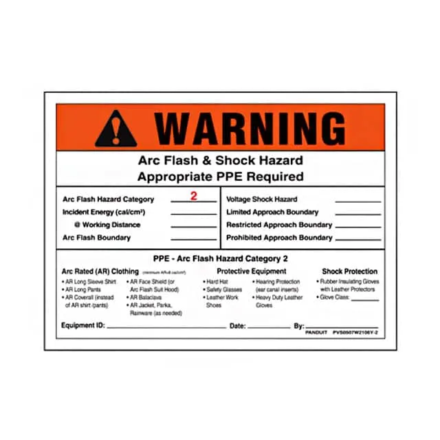 PVS0507W2106Y-2 (SIGN ELECTRL WARN 7X5" BLCK/OR")