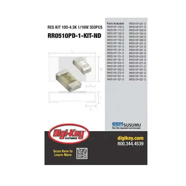 RR0510PD-1-KIT (RES KIT 100-4.3K 1/16W 360PCS)
